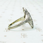 Exquisite Engraving Diamond Filigree Deco Ring
