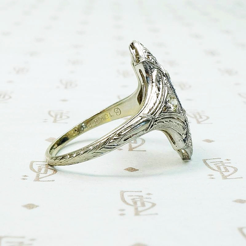 Exquisite Engraving Diamond Filigree Deco Ring