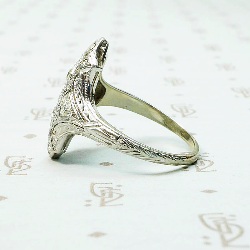 Exquisite Engraving Diamond Filigree Deco Ring