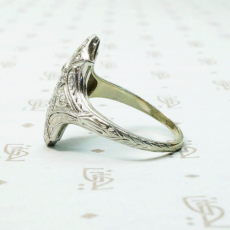 Exquisite Engraving Diamond Filigree Deco Ring