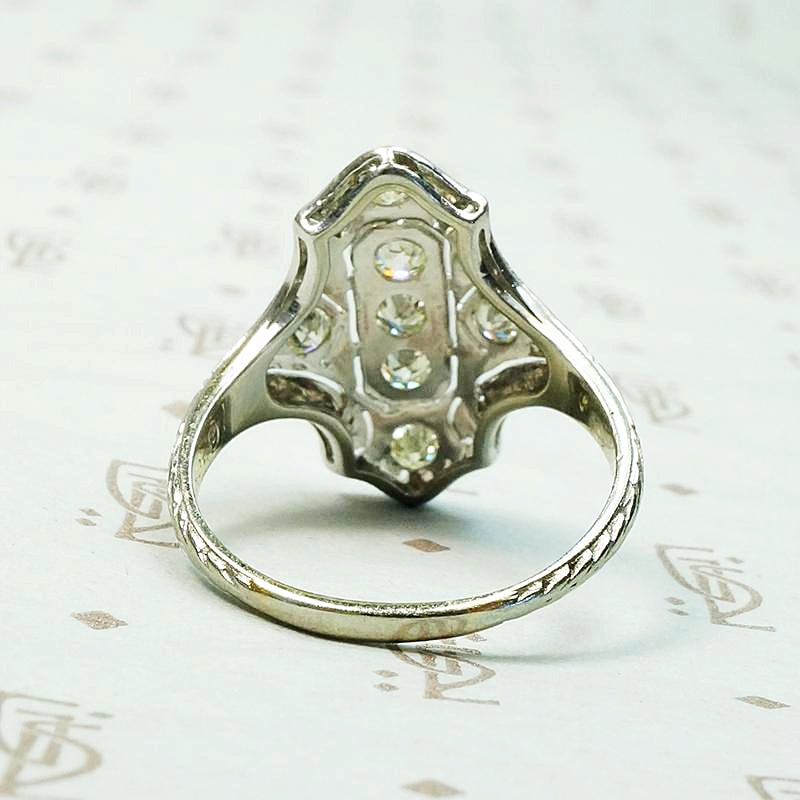 Exquisite Engraving Diamond Filigree Deco Ring
