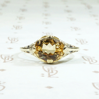 Golden Imperial Topaz & Filigree Solitaire Ring