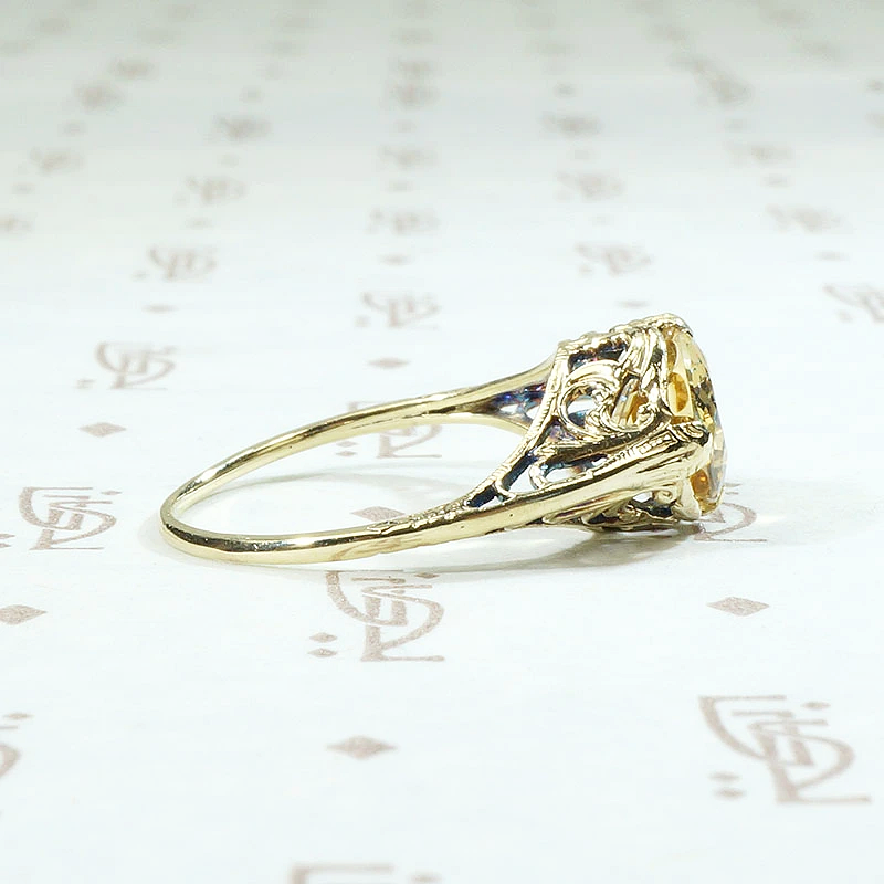 Golden Imperial Topaz & Filigree Solitaire Ring