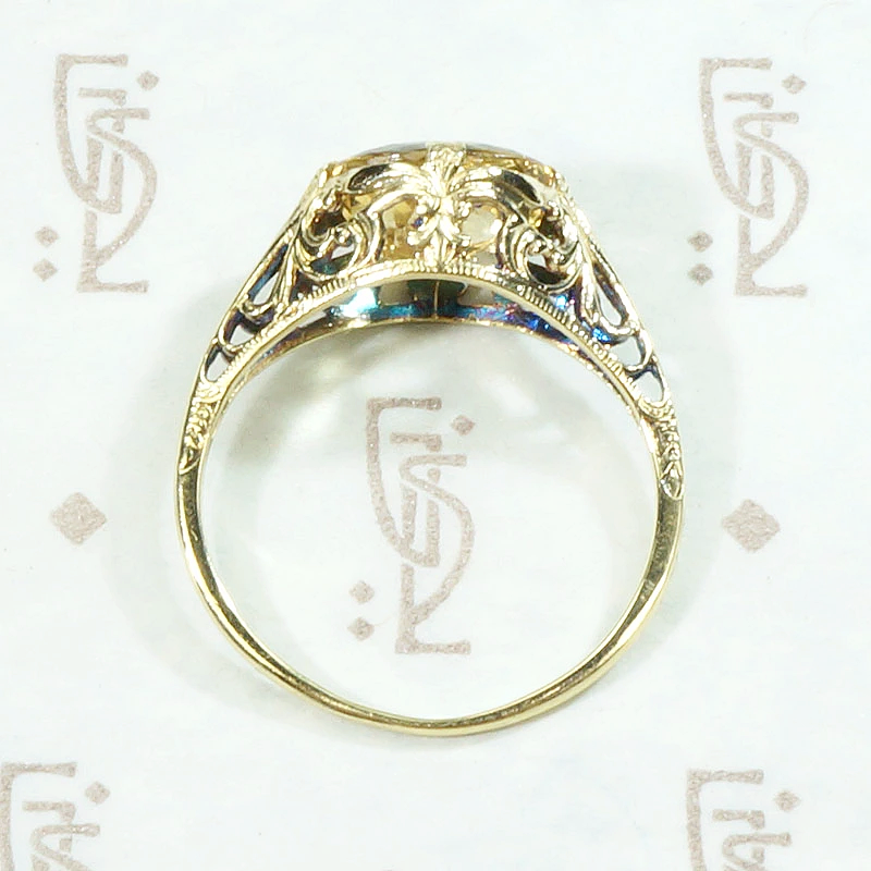 Golden Imperial Topaz & Filigree Solitaire Ring