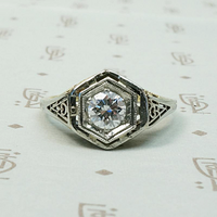 Two-Tone Filigree Diamond Solitaire Ring
