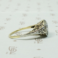 Two-Tone Filigree Diamond Solitaire Ring