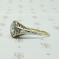 Two-Tone Filigree Diamond Solitaire Ring