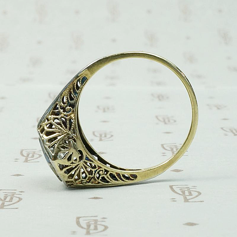 Two-Tone Filigree Diamond Solitaire Ring