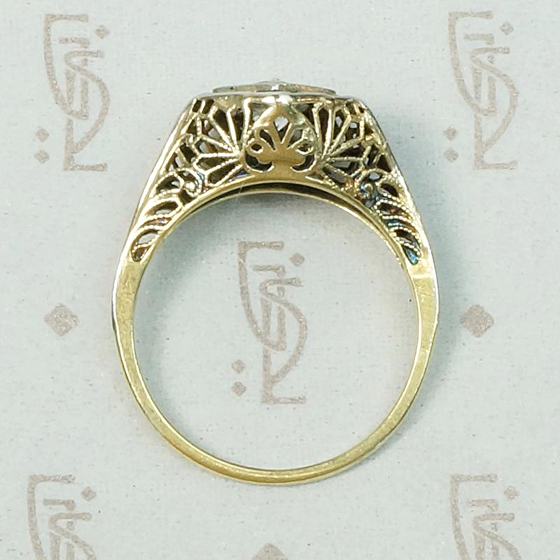 Two-Tone Filigree Diamond Solitaire Ring