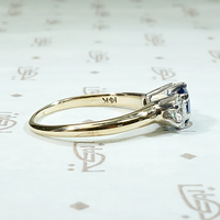 Three-Stone Ring with Natural Cambodian Sapphire