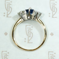 Three-Stone Ring with Natural Cambodian Sapphire