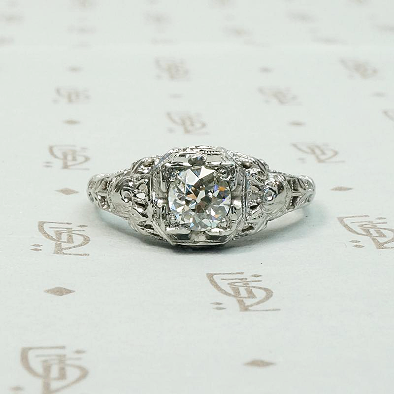 Romantic Roses Deco Diamond Engagement Ring