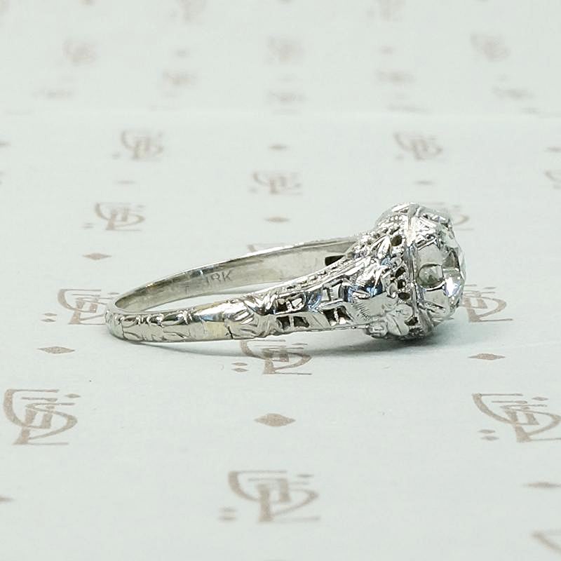 Romantic Roses Deco Diamond Engagement Ring