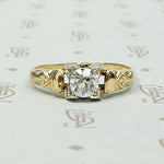 Pretty 1930s Engraved Diamond Engagement Ring