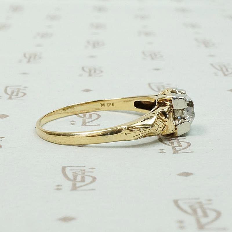 Pretty 1930s Engraved Diamond Engagement Ring