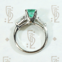 Spring Green Emerald & Baguette Ring in Platinum