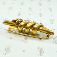 Curvy Serpentine 18k Brooch with Sapphire, Diamond & Pearl