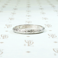 Crisply Engraved White Gold Floral Band