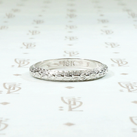 Crisply Engraved White Gold Floral Band
