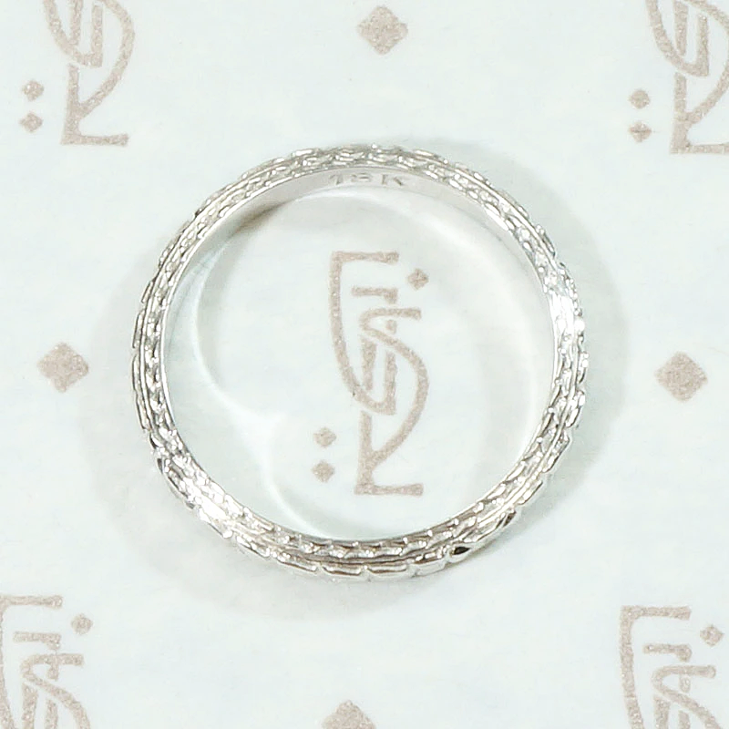 Crisply Engraved White Gold Floral Band
