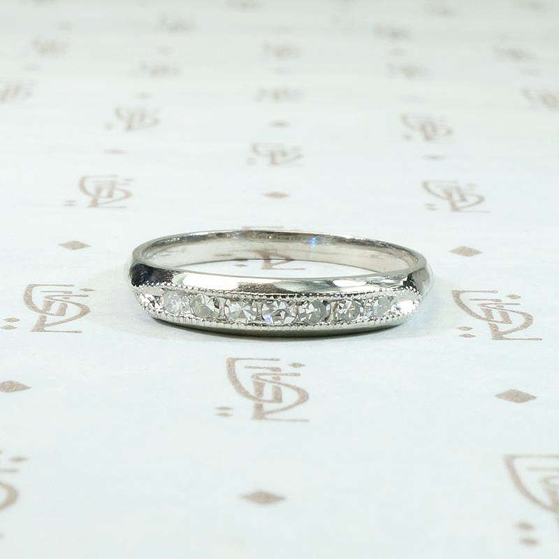 Platinum & Diamond Wedding Band with Milgrain