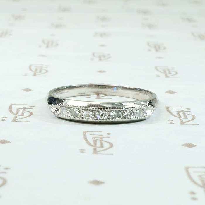 Platinum & Diamond Wedding Band with Milgrain