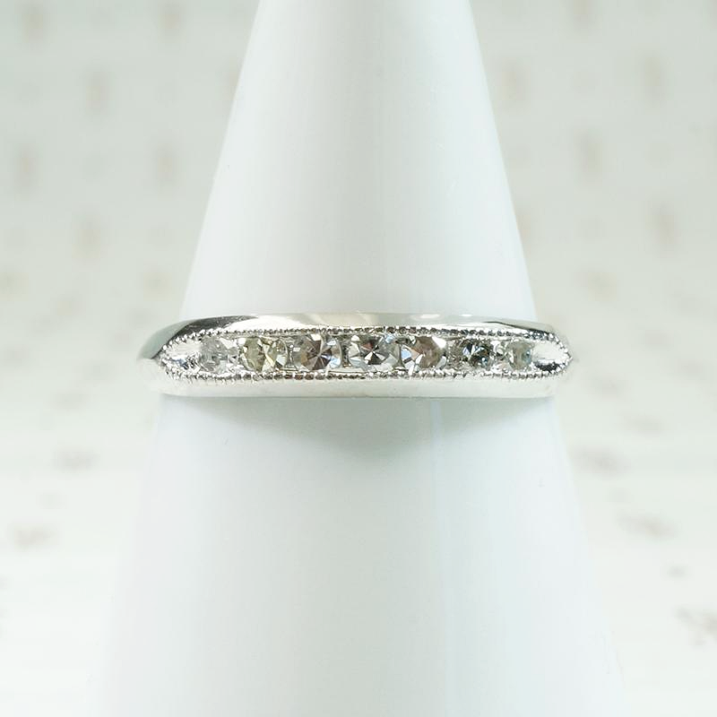 Platinum & Diamond Wedding Band with Milgrain