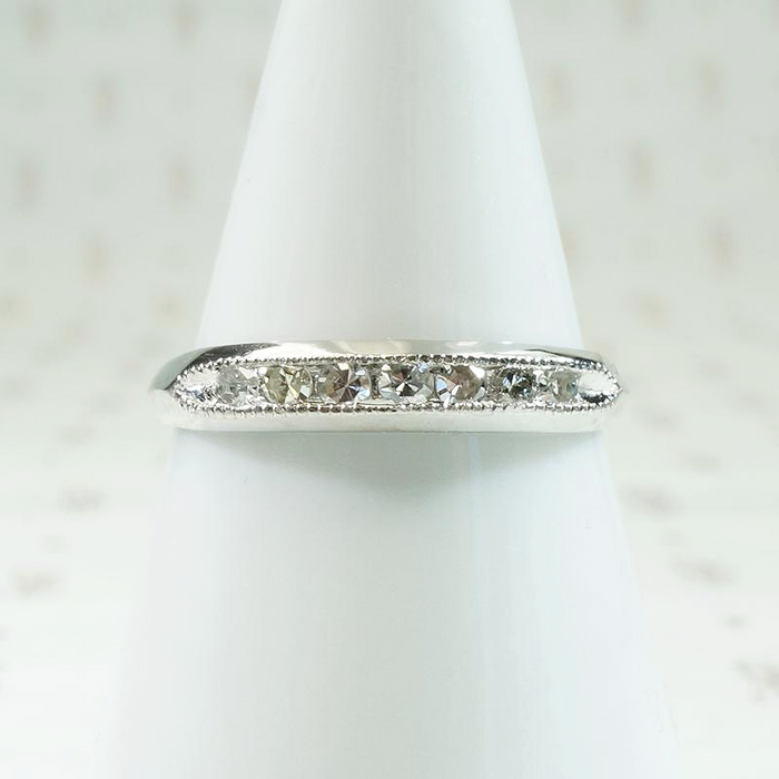 Platinum & Diamond Wedding Band with Milgrain