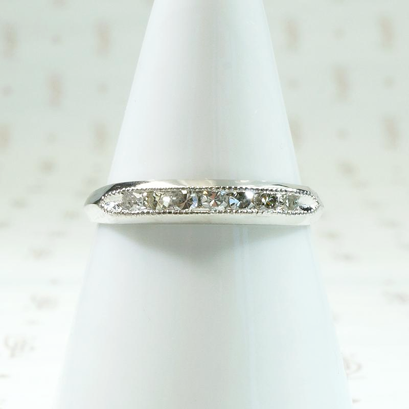 Platinum & Diamond Wedding Band with Milgrain