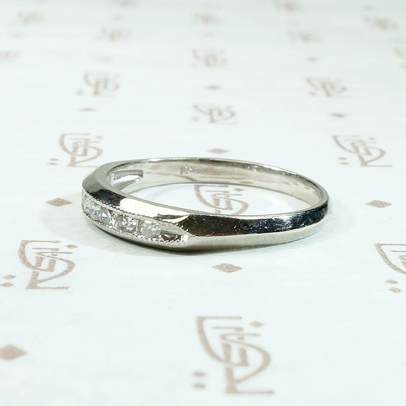 Platinum & Diamond Wedding Band with Milgrain