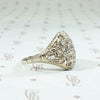 Warm White Gold Filigree & Diamond Cluster Ring