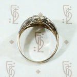 Warm White Gold Filigree & Diamond Cluster Ring