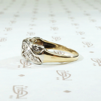 Swirling Diamond Retro Band in Two Tone Gold