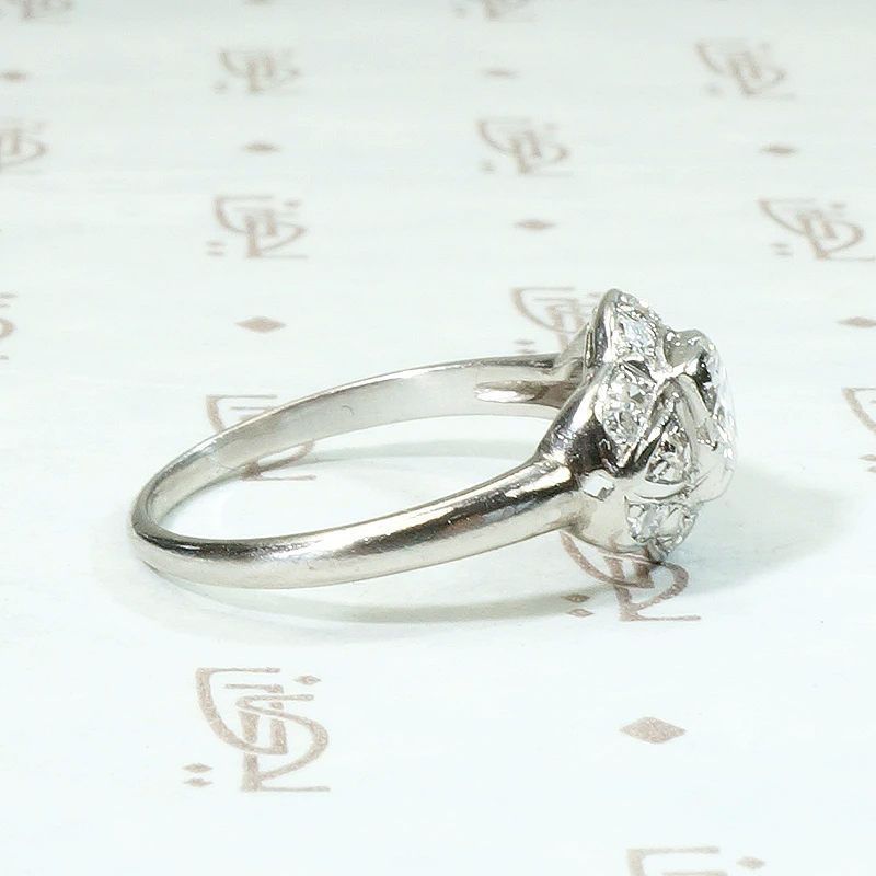 Art Deco Diamond Ring with Graceful Platinum Curves