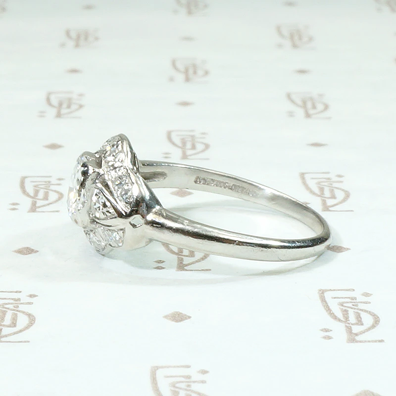 Art Deco Diamond Ring with Graceful Platinum Curves