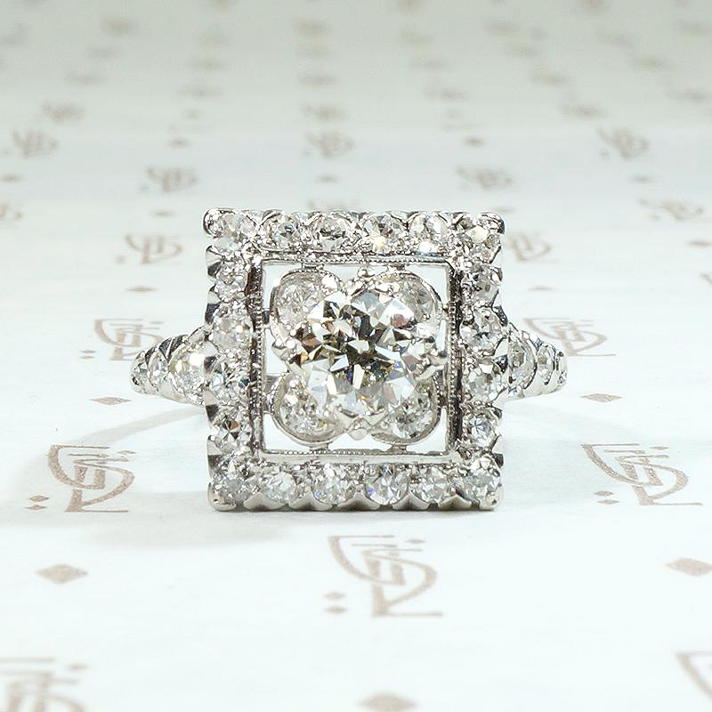 Light & Lacy Floral Square Diamond Ring