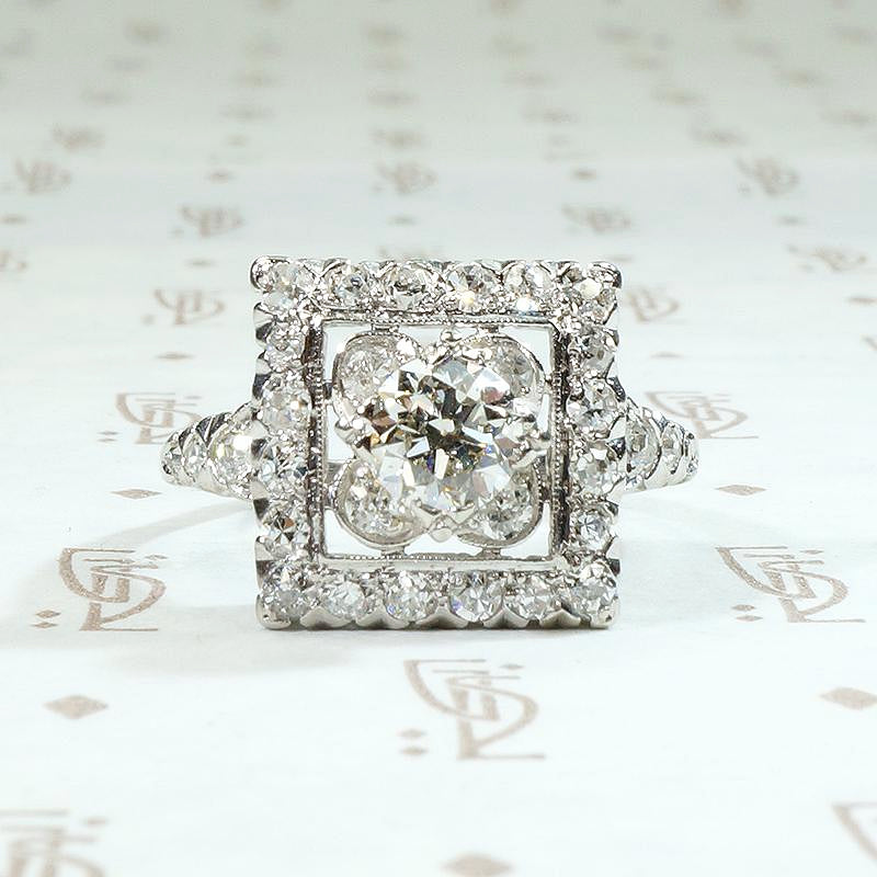 Light & Lacy Floral Square Diamond Ring