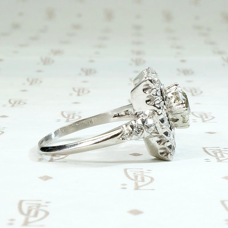 Light & Lacy Floral Square Diamond Ring