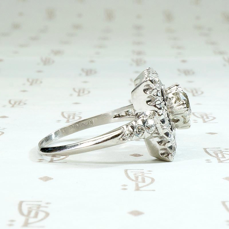 Light & Lacy Floral Square Diamond Ring