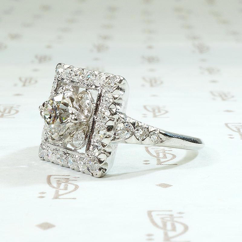 Light & Lacy Floral Square Diamond Ring