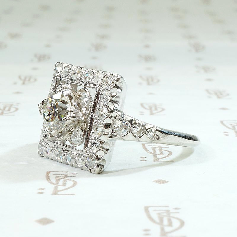 Light & Lacy Floral Square Diamond Ring