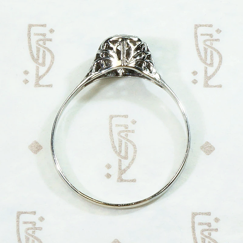 Sparkling Old European Cut Diamond Deco Solitaire