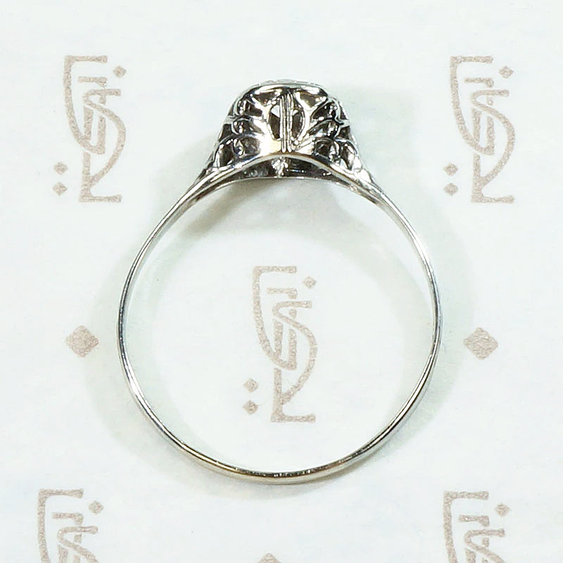 Sparkling Old European Cut Diamond Deco Solitaire