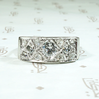 Deco Rose & Old Mine Cut Diamond Panel Ring