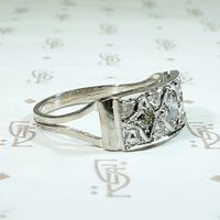 Deco Rose & Old Mine Cut Diamond Panel Ring