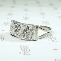 Deco Rose & Old Mine Cut Diamond Panel Ring
