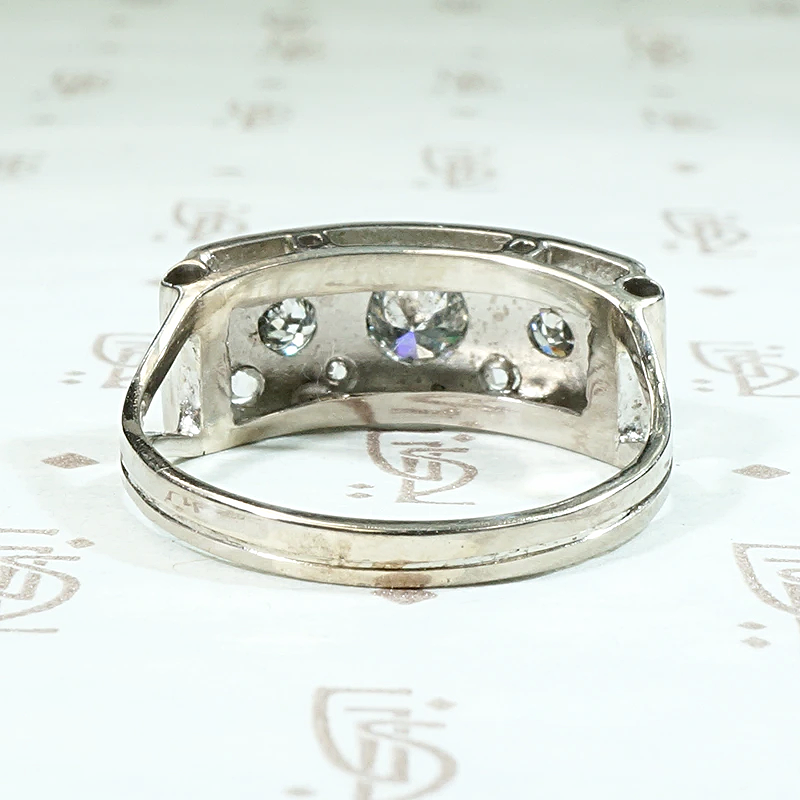 Deco Rose & Old Mine Cut Diamond Panel Ring
