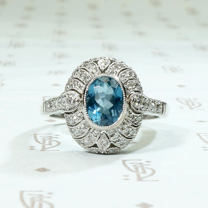 Magnificent Edwardian Aquamarine & Diamond Ring