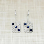 Delicate Platinum Earrings with Sapphires & Diamonds