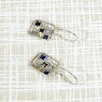 Delicate Platinum Earrings with Sapphires & Diamonds